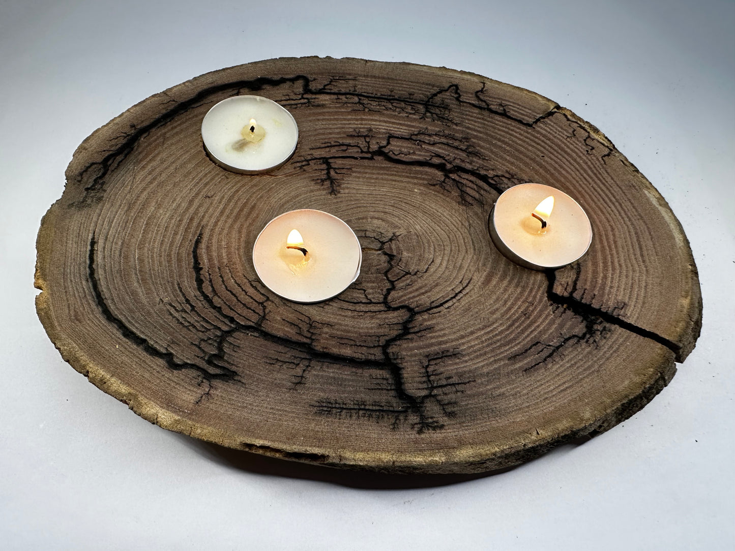 Rustic 3 Tea Light Fractal Burned Lantern Osage #2 ***S/H Included***