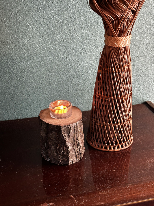 Single Rustic Tea Light Lantern Lg 4 Inch Votive #1 (Oak)  ***S/H Included***